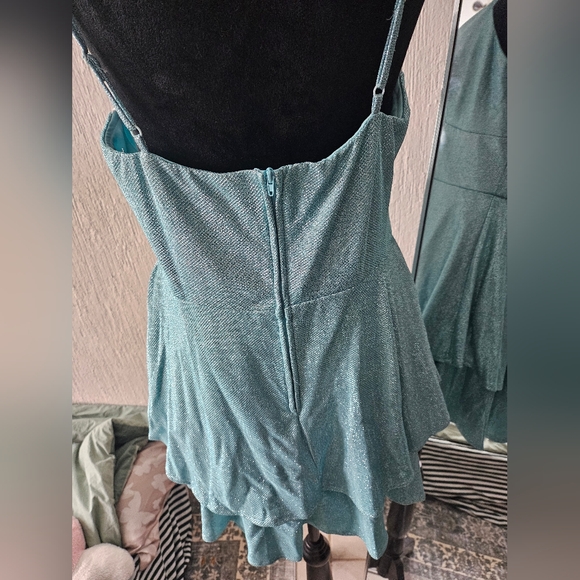 Blue Shimmer Tiered Dress - Picture 3 of 9